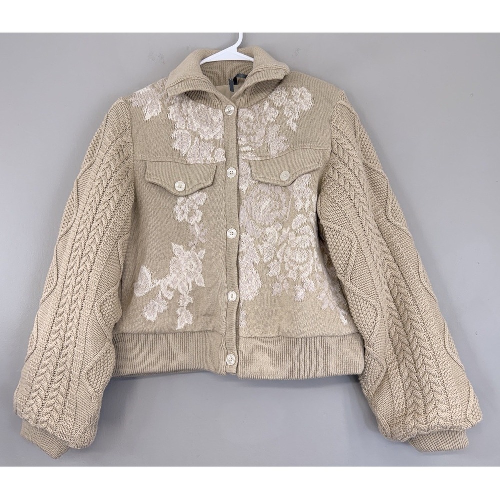 Anthropologie Sweater Women's Medium Knit Trim Jacket